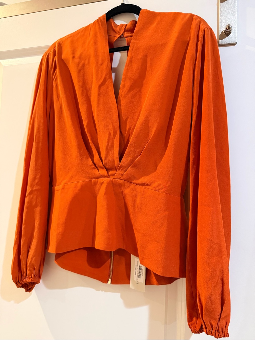 Silvia Tcherassi Vibrant Silk Orange V-Neck Peplum Blouse